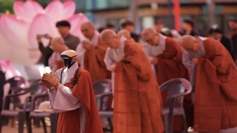 Robot Monk reaction meme template discovered by the Memesio weekly trend agent.