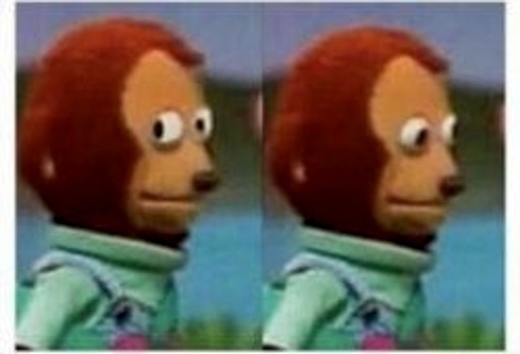 Meme template side eye teddy