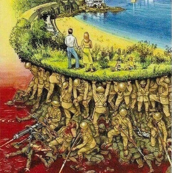 Meme template Soldiers hold up society