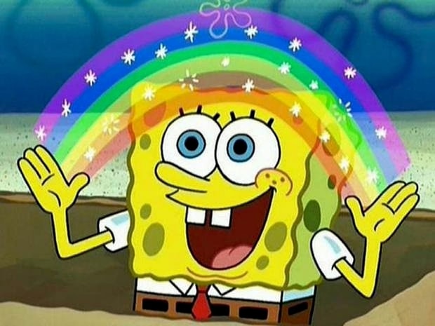 Meme template spongebob rainbow