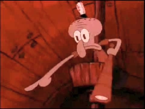 Squid ward,pointing,point
