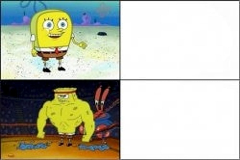 Meme template Weak vs Strong Spongebob
